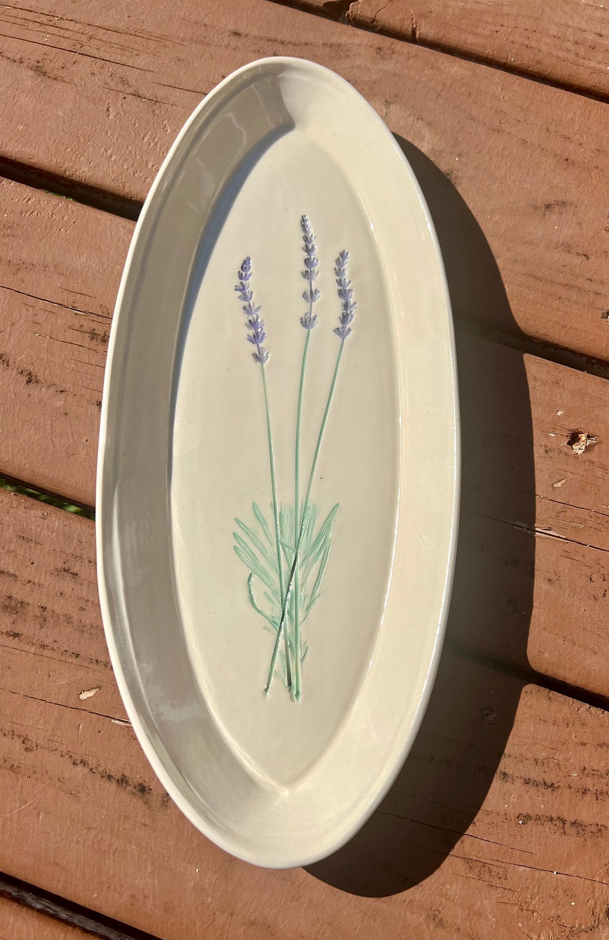 Lavender Embossed Oval Dish (Large)