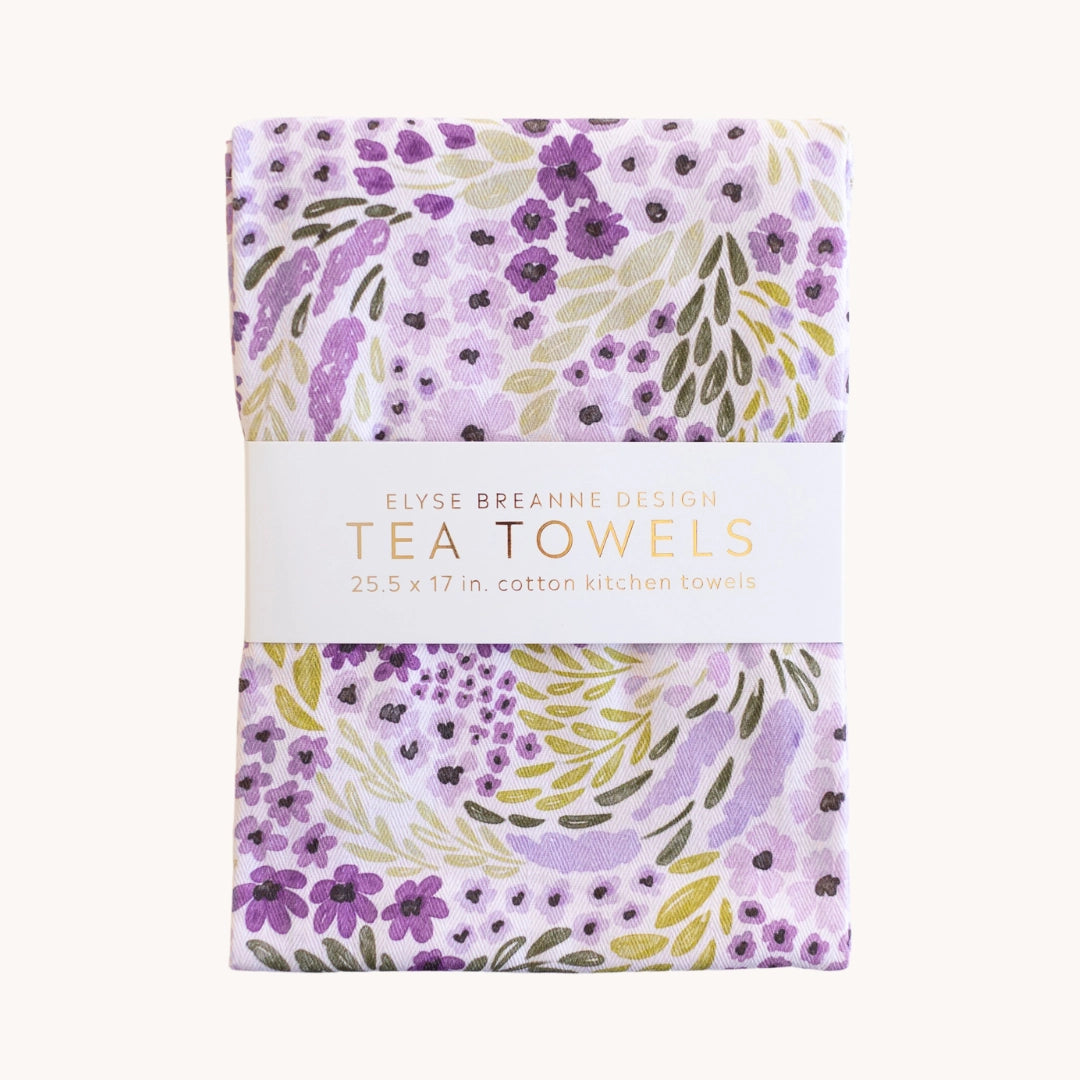 Lavender Lilac Floral Tea Towels