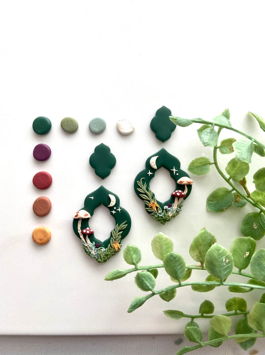 Cottage Core Forest Scene Dangle Earrings
