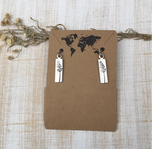 Lavender Sprig Tag Earring