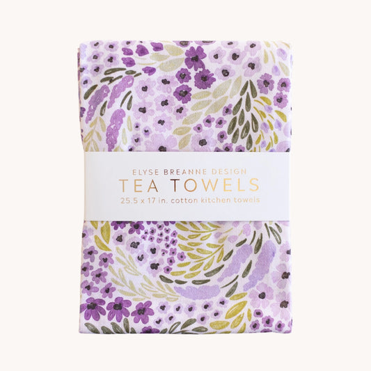 Lavender Lilac Floral Tea Towels