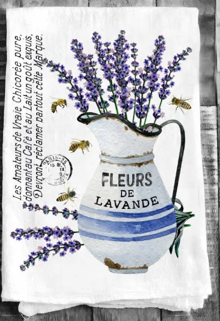 Farmhouse Lavender Fleurs Paris Kitchen Cotton Tea Towels