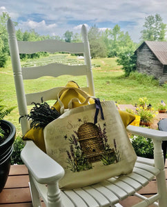 Lavender Beehive Canvas Tote Bag