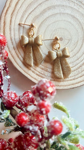 Dangle Gold Bow Earrings