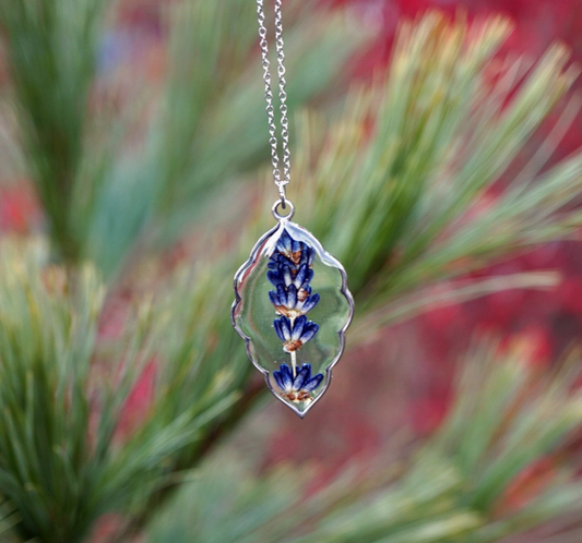 Lavender Sprig Pendant Necklace