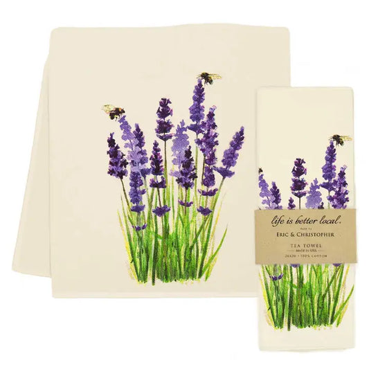 Lavender Tea Towel with Bees