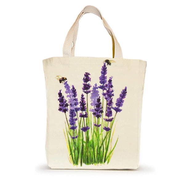 Medium Lavender Canvas Tote with Bees