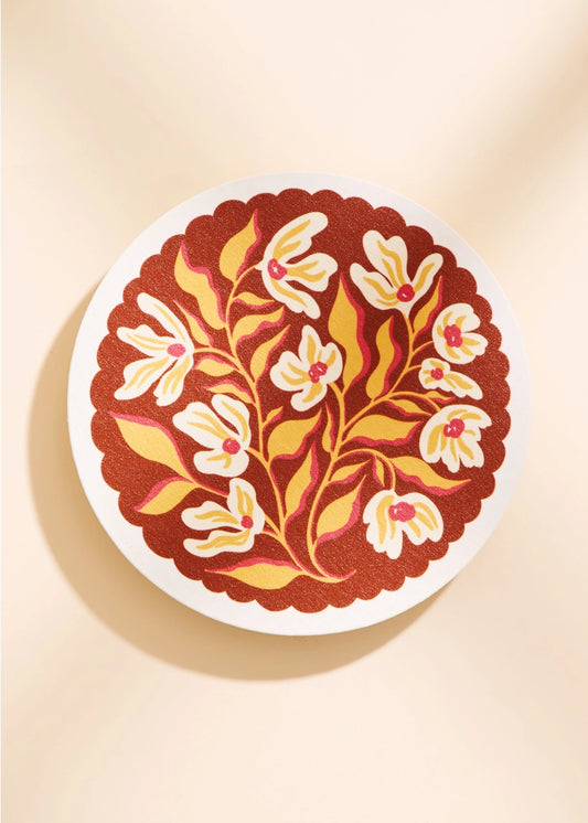 Pumpkin Spice Floral Scalloped Coasters (Set of 4)
