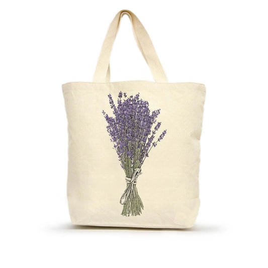 Spring Lavender Bouquet Medium Canvas Tote