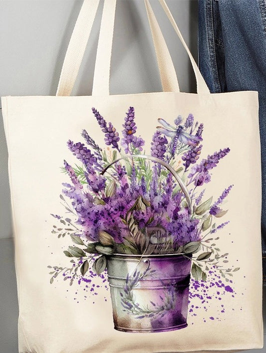 Spring Garden Lavender Bouquet 12 oz Canvas Tote Bag